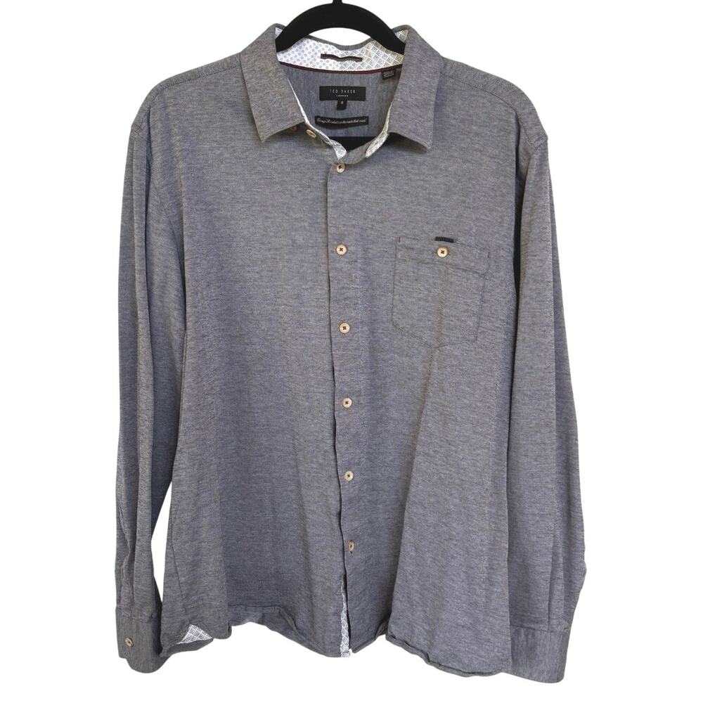 Ted Baker London Timothy Gray Button Down Long Sleeve Shirt Business Casual XXL